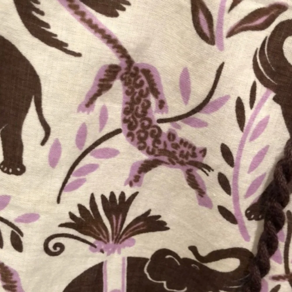 Tory Burch Bailey Crochet Tunic Blouse Elephant Leopard Jungle Lavender Lilac